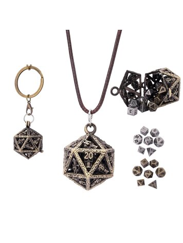 HYMGHO HYMGHO GRIMSKULL'S D20 LOCKET GIFT SET - ANCIENT GOLD