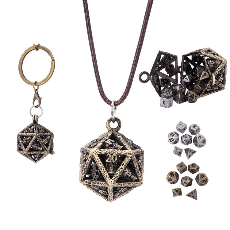 HYMGHO HYMGHO GRIMSKULL'S D20 LOCKET GIFT SET - ANCIENT GOLD