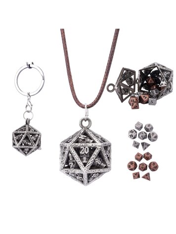 HYMGHO HYMGHO GRIMSKULL'S D20 LOCKET GIFT SET - ANCIENT SILVER