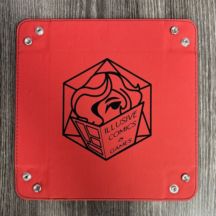 FOAM BRAIN GAMES ILLUSIVE COMICS LOGO DICE TRAY - RED WITH BLACK