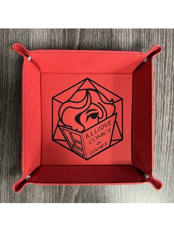 FOAM BRAIN GAMES ILLUSIVE COMICS LOGO DICE TRAY - RED WITH BLACK