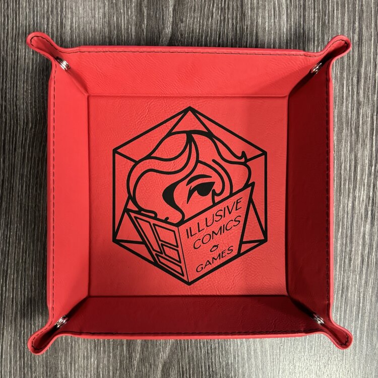 FOAM BRAIN GAMES ILLUSIVE COMICS LOGO DICE TRAY - RED WITH BLACK