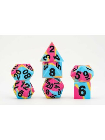 FANROLL FANROLL 16 MM PRIDE SHARP EDGE SILICONE RUBBER POLY DICE SET: PANSEXUAL