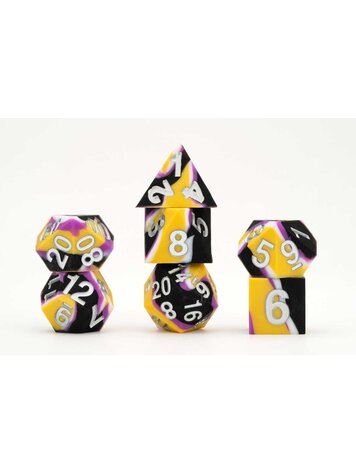 FANROLL FANROLL 16 MM PRIDE SHARP EDGE SILICONE RUBBER POLY DICE SET NONBINARY