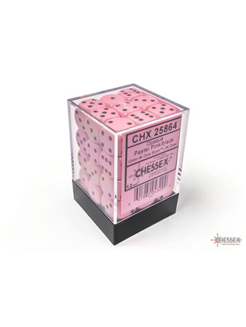 CHESSEX CHX 25864 12MM D6 DICE BLOCK PASTEL PINK/BLACK