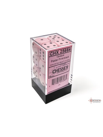 CHESSEX CHX 25664 16MM D6 DICE BLOCK PASTEL PINK W/BLACK