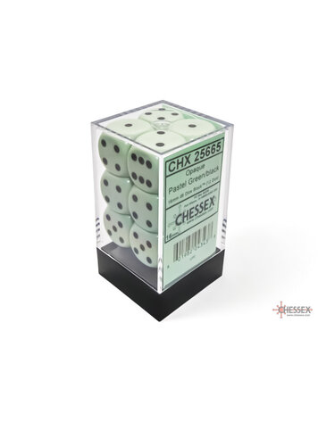 CHESSEX CHX 25665 16MM D6 DICE BLOCK PASTEL GREEN W/BLACK
