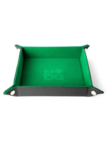 METALLIC DICE GAMES MDG VELVET FOLDING DICE TRAY WITH LEATHER BACKING GREEN