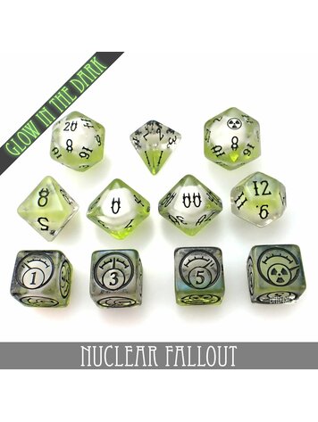 DND DICE NUCLEAR FALLOUT - 11 PC DICE SET (GLOW)