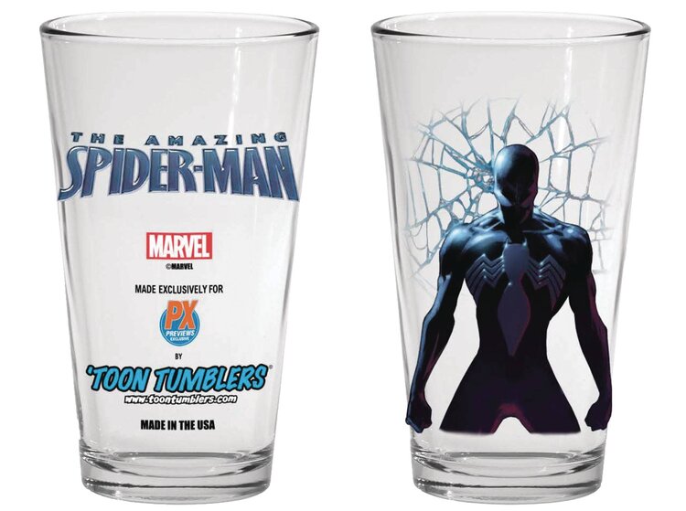 TOON TUMBLERS MARVEL SPIDER-MAN BLK COSTUME PX PINT GLASS