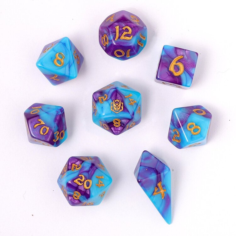 HYMGHO HYMGHO WYRMFORGED ROLLERS - ROUNDED EDGE 8 PIECE POLY DICE SET - BANSHEE'S WAIL