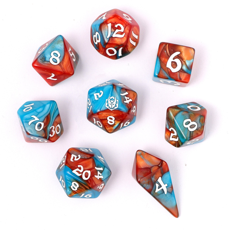 HYMGHO HYMGHO WYRMFORGED ROLLERS - ROUNDED EDGE 8 PIECE POLY DICE SET - BARD'S CLOCK