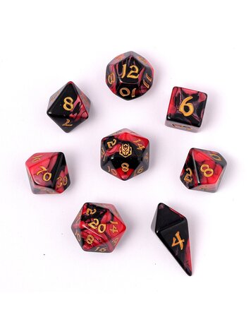 HYMGHO HYMGHO WYRMFORGED ROLLERS - ROUNDED EDGE 8 PIECE POLY DICE SET - BLOOD PACT