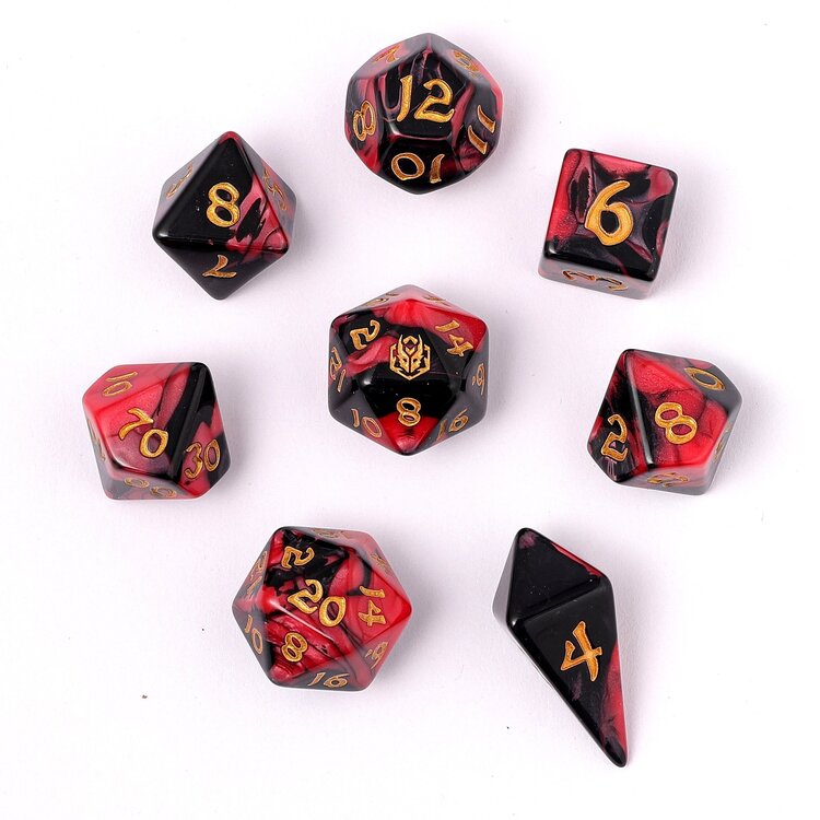 HYMGHO HYMGHO WYRMFORGED ROLLERS - ROUNDED EDGE 8 PIECE POLY DICE SET - BLOOD PACT