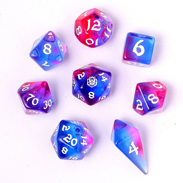 HYMGHO HYMGHO WYRMFORGED ROLLERS - ROUNDED EDGE 8 PIECE POLY DICE SET - UNICORN TEARS