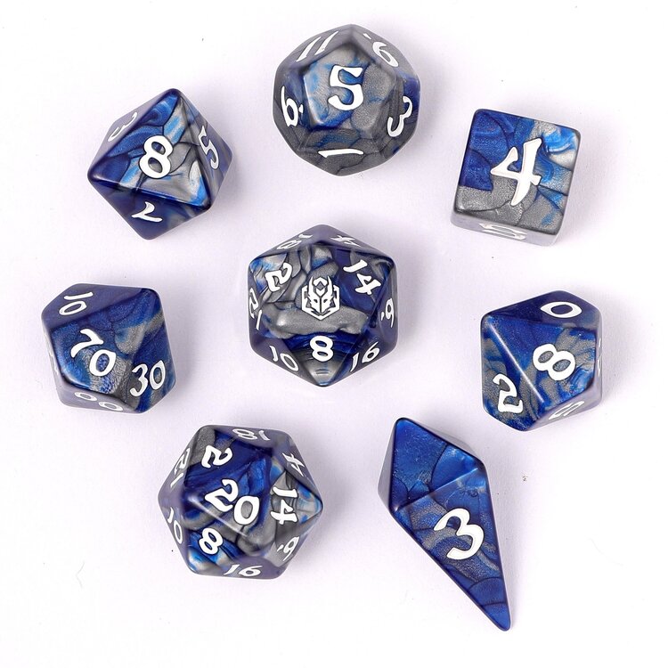 HYMGHO HYMGHO WYRMFORGED ROLLERS - ROUNDED EDGE 8 PIECE POLY DICE SET - PALADIN STEEL