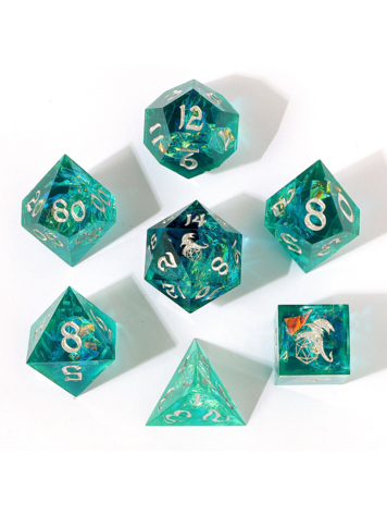 HYMGHO HYMGHO CAPTURED MAGIC RESIN DICE SET TEAL
