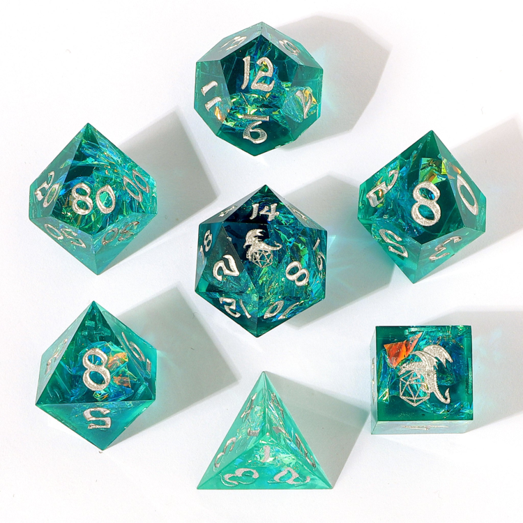 HYMGHO HYMGHO CAPTURED MAGIC RESIN DICE SET TEAL