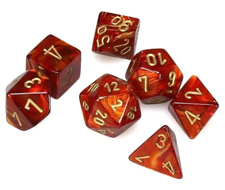 CHESSEX CHX 20414 SCARAB: SCARLET/GOLD MINI POLY 7PC DICE SET