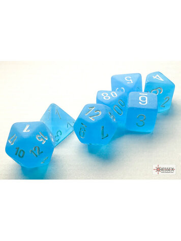 CHESSEX CHX 20416 FROSTED CARIBBEAN BLUE/WHITE MINI POLY 7PC DICE SET