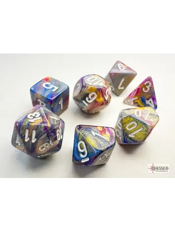 CHESSEX CHX20440 FESTIVE: CAROUSEL/WHITE MINI 7PC DICE SET