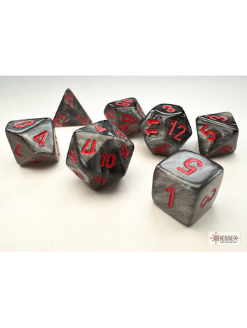 CHESSEX CHX 20478 VELVET: BLACK/RED MINI POLY 7PC DICE SET