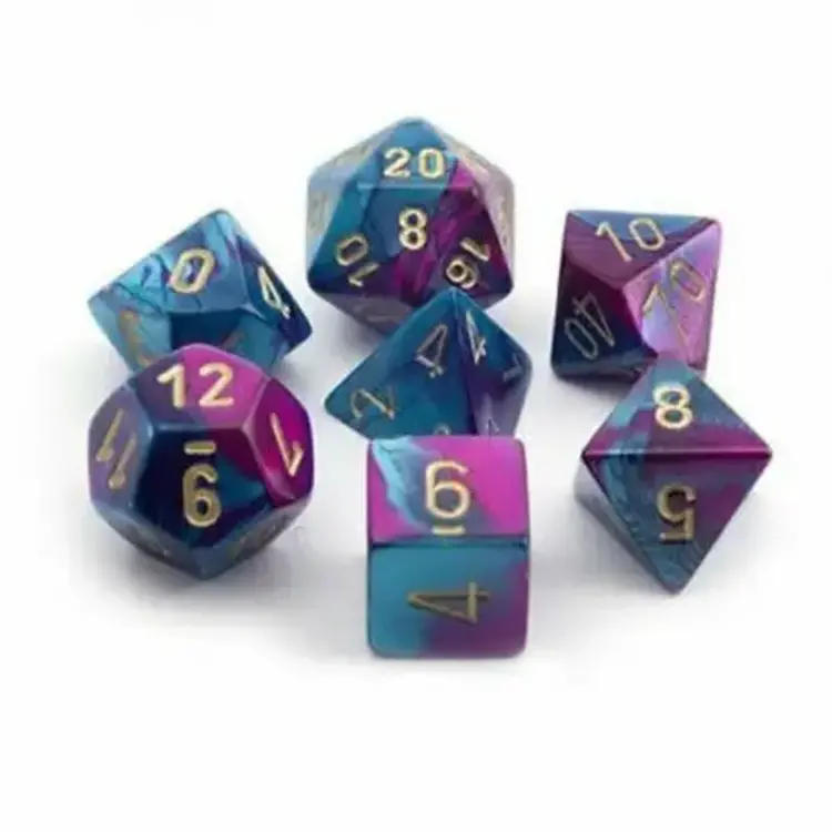 CHESSEX CHX 20649 GEMINI: PURPLE-TEAL/GOLD MINI POLY 7PC DICE SET