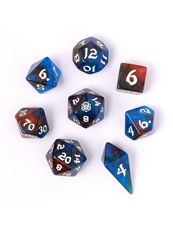 HYMGHO HYMGHO WYRMFORGED ROLLERS - ROUNDED EDGE 8 PIECE POLY DICE SET - MYSTIC NEBULA