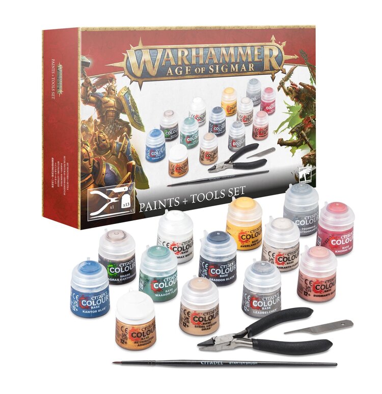 GAMES WORKSHOP WARHAMMER AGE OF SIGMAR PAINTS AND TOOLS SET