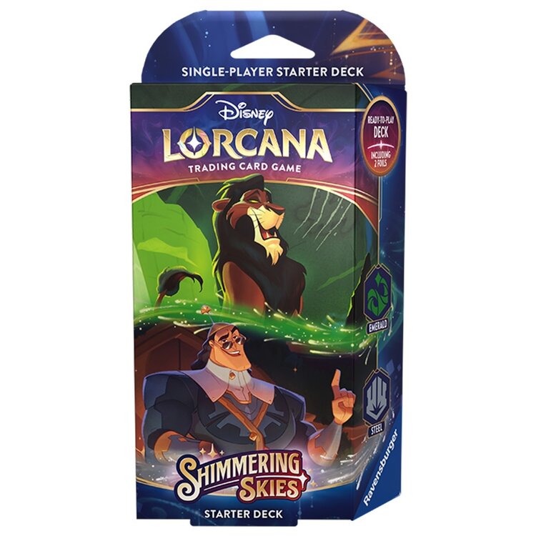 DISNEY LORCANA TCG SHIMMERING SKIES - STARTER DECK - EMERALD & STEEL (SCAR/KRONK)
