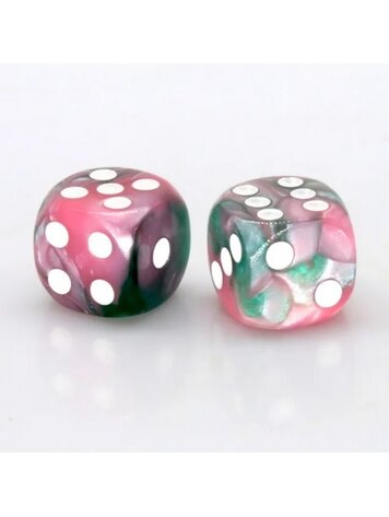 FOAM BRAIN GAMES FOAM BRAIN GAMES 12 PC PIP D6'S - PINK AND GREEN PEARLESCENT