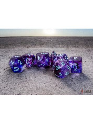 CHESSEX CHX 22557 NEBULA NOCTURNAL/TURQUOISE MEGA-HEDRAL POLY 7PC DICE SET