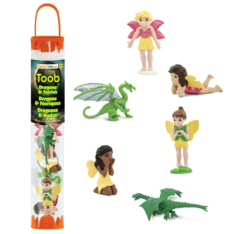 DRAGONS AND FAIRIES 6PC FIGURINE TOOB