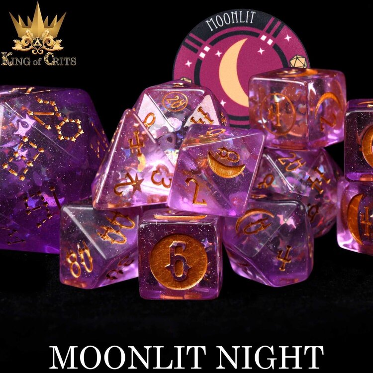 DND DICE MOONLIT NIGHT - 12 RPG DICE SET