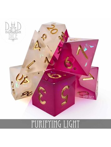 DND DICE PURIFYING LIGHT HANDMADE RPG DICE SET