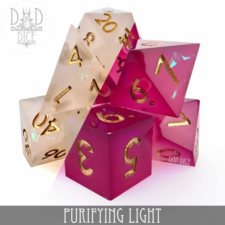 DND DICE PURIFYING LIGHT HANDMADE RPG DICE SET