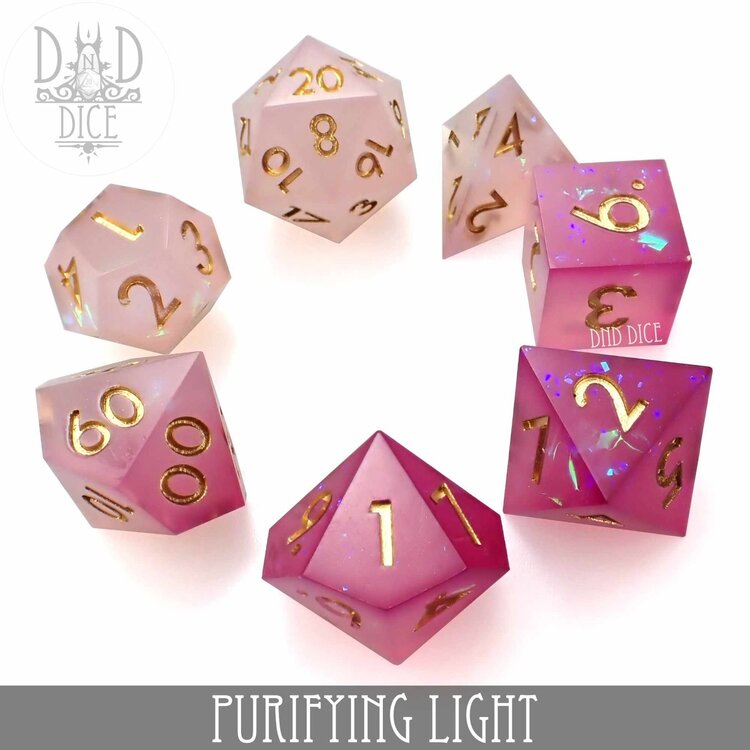 DND DICE PURIFYING LIGHT HANDMADE RPG DICE SET