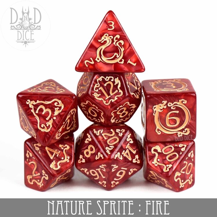 DND DICE NATURE SPRITE FIRE DICE SET