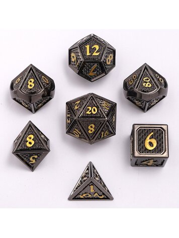 HYMGHO HYMGHO SOLID METAL BEHEMOTH DICE SET GUNMETAL WITH GOLD