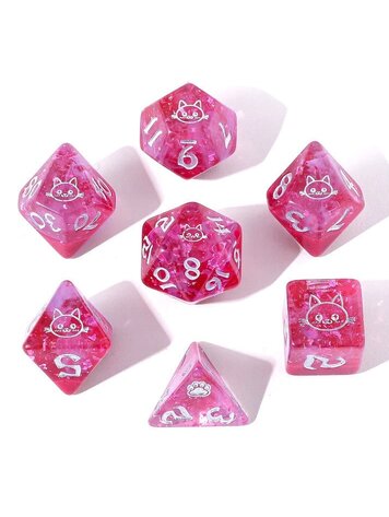 HYMGHO HYMGHO WYRMFORGED ROLLERS ROUNDED RESIN POLYHEDRAL DICE PURRFECT PINK