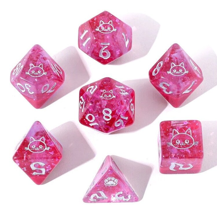 HYMGHO HYMGHO WYRMFORGED ROLLERS ROUNDED RESIN POLYHEDRAL DICE PURRFECT PINK