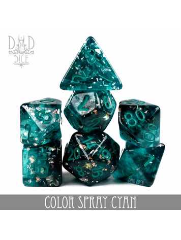 DND DICE COLOR SPRAY CYAN RPG DICE SET