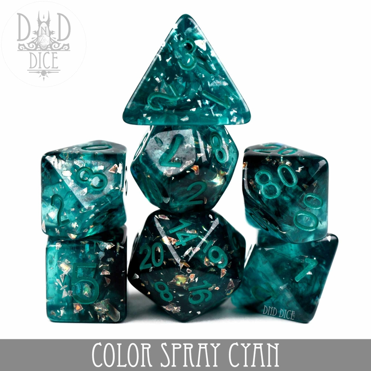 DND DICE COLOR SPRAY CYAN RPG DICE SET