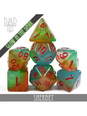 DND DICE SHERBET GLOW IN THE DARK RPG DICE SET