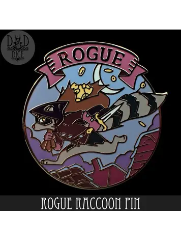 DND DICE ROGUE RACCOON ENAMEL PIN