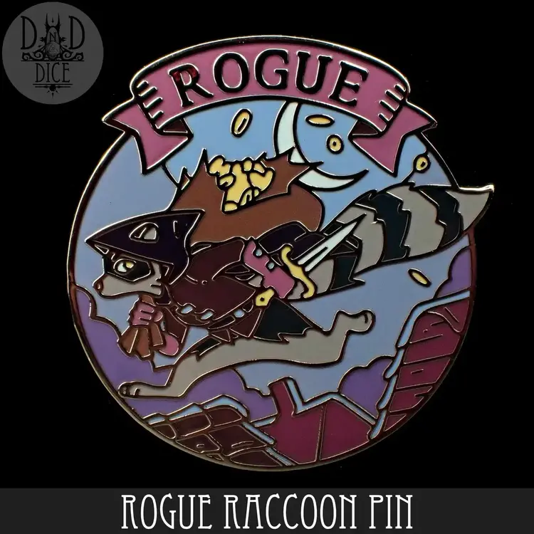 DND DICE ROGUE RACCOON ENAMEL PIN