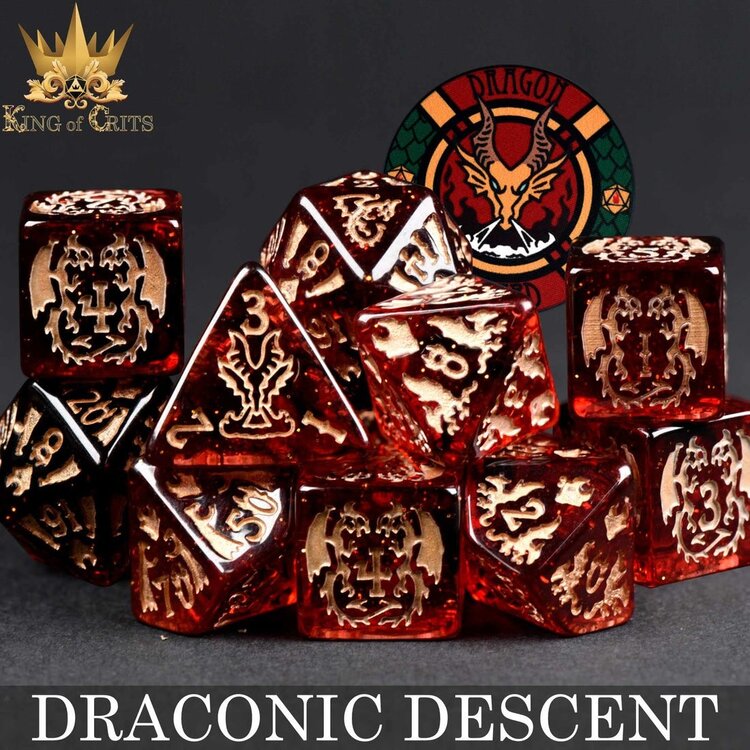 DND DICE DRACONIC DESCENT - 11 DICE RPG SET