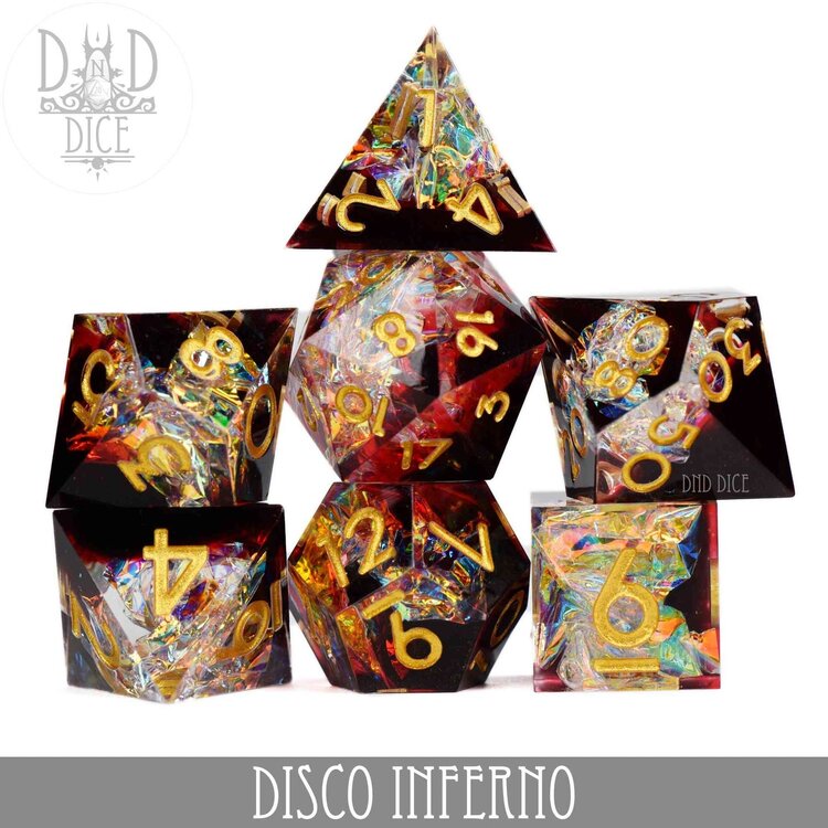 DND DICE DISCO INFERNO HANDMADE RPG DICE SET
