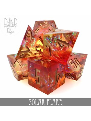 DND DICE SOLAR FLARE HANDMADE RPG DICE SET