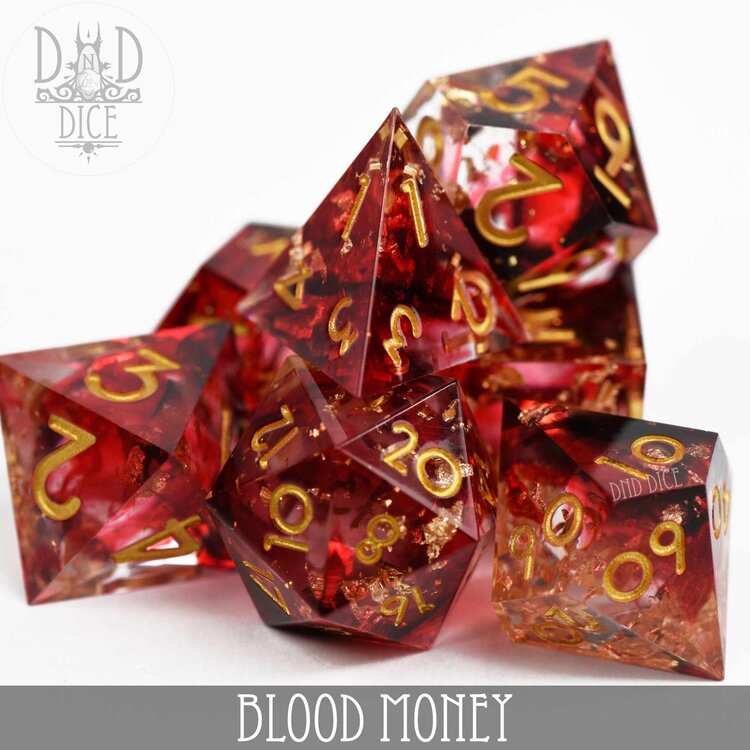 DND DICE BLOOD MONEY HANDMADE RPG DICE SET